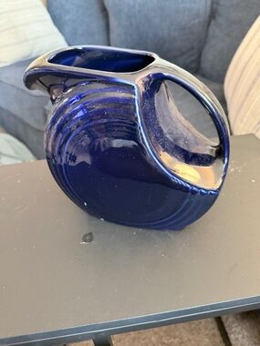 Vintage-Style Deep Cobalt Blue Ceramic Pitcher.  No chips.  Perfect
